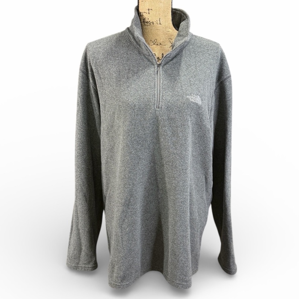The North Face 1/4 Zip Pullover Fleece Sweater Mens Gray Mock Neck. EC Size XL
